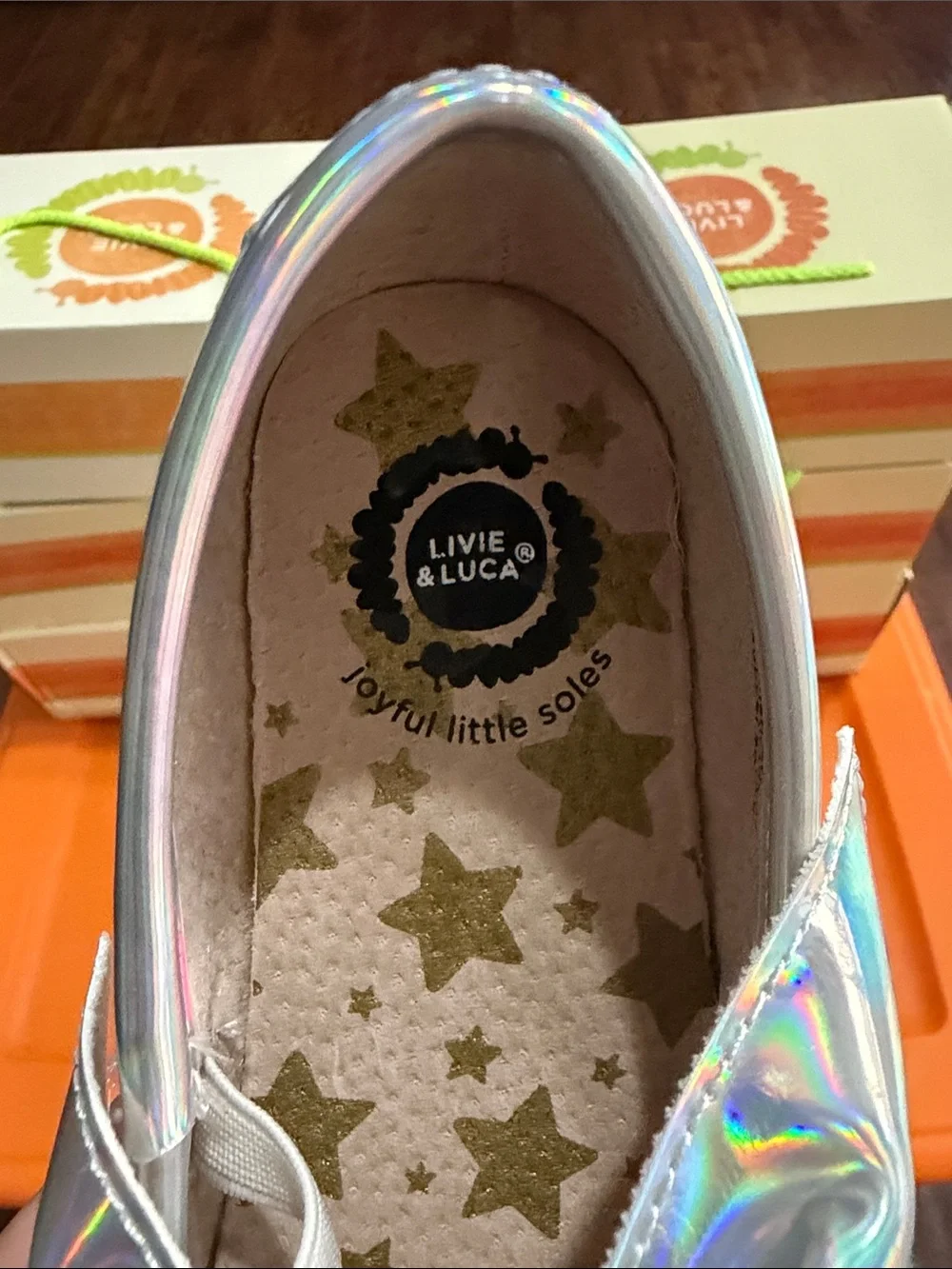 Livie & Luca Iridescent Silver Mary Jane with Bow